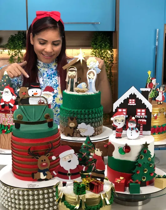 Deia com bolos decorados de Natal